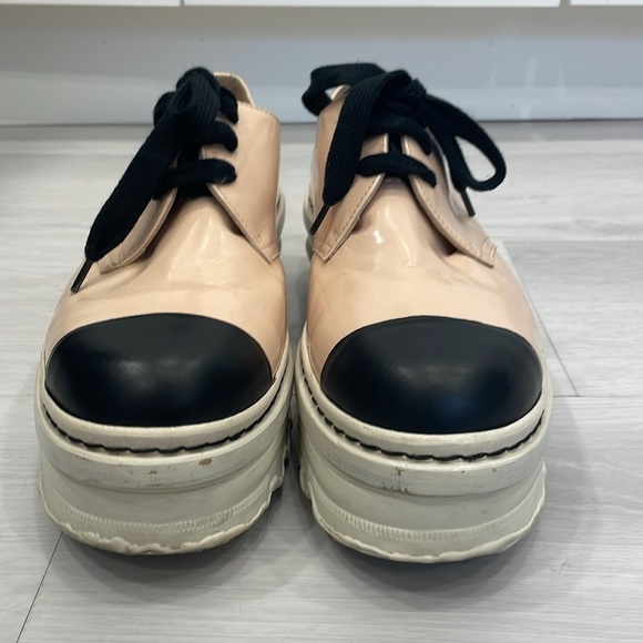 Marni Spring 2018 Nude/Blush and Black Leather Cap Toe Oxford Platforms Size 40 - Picture 3 of 16